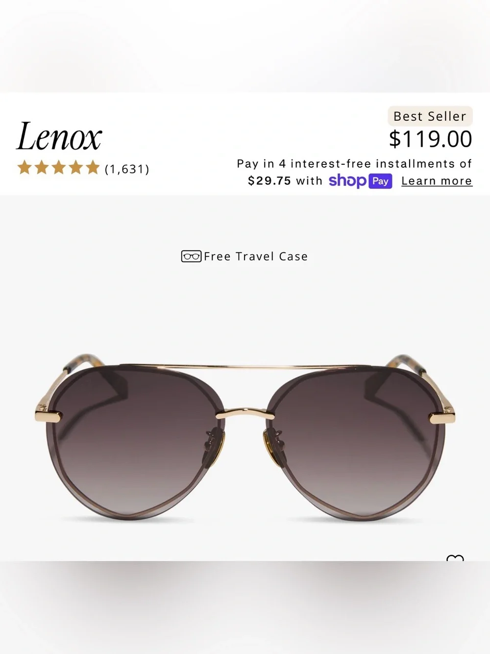 Diff Eyewear Gold Frame Sunglasses with Brown Gradient Lenses